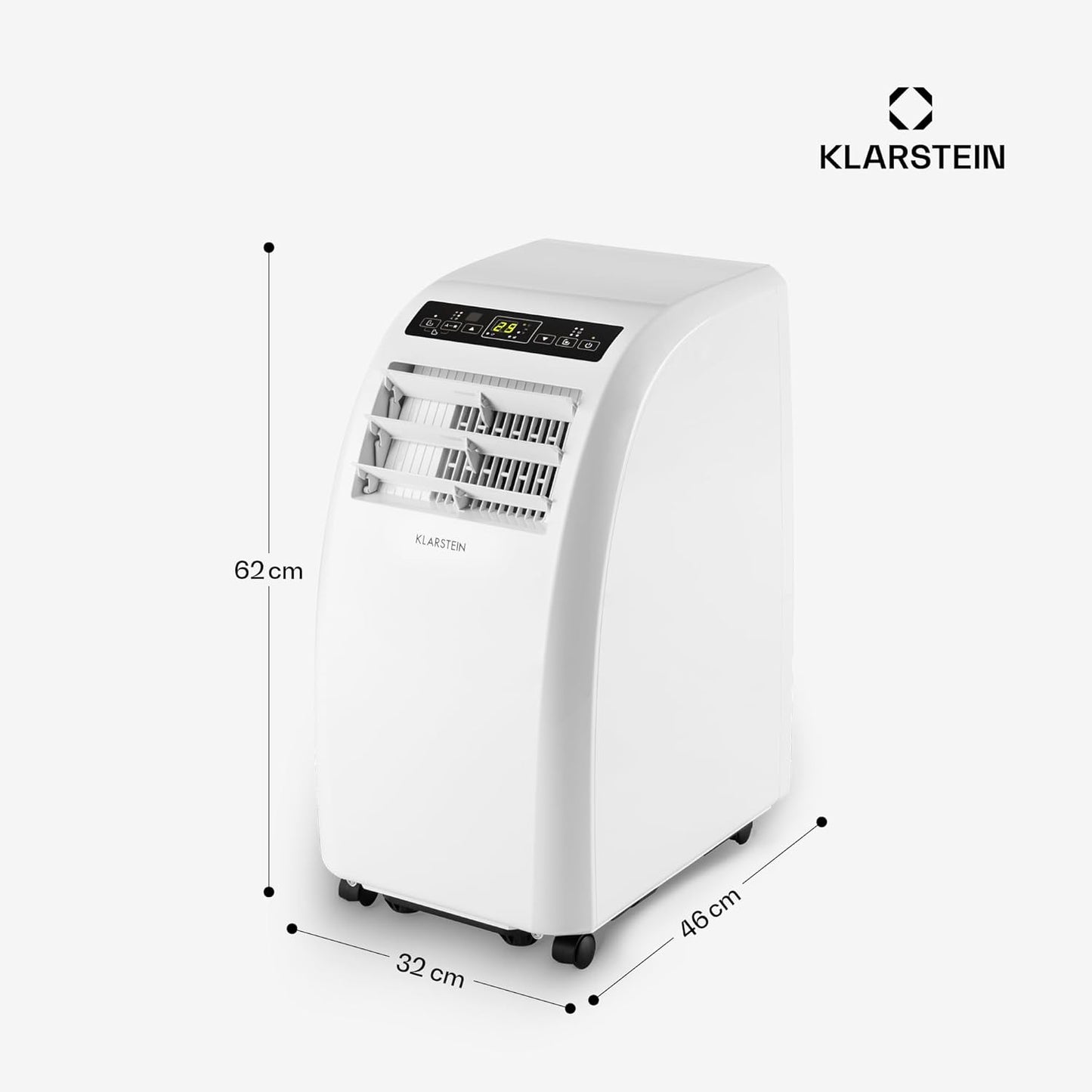 Klarstein Metrobreeze Rom Portable Air Conditioner 10.000 BTU – 4-in-1, R290, Energy Class A+, SEER 12, 3kW, Remote Control, White