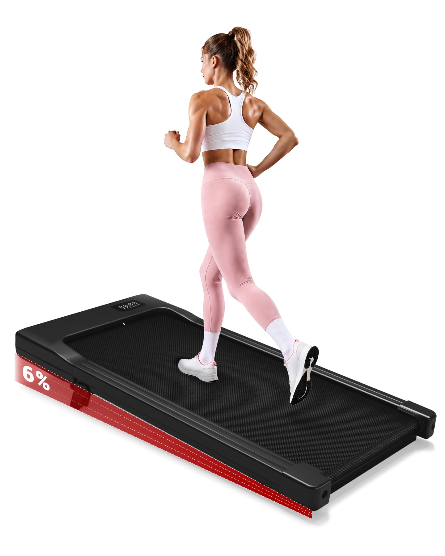 Superun WP06 Treadmill 6% Tilt – 16,8 km/h, 136kg, 2,5 PS, KI-Training, App, 40x90cm, Black