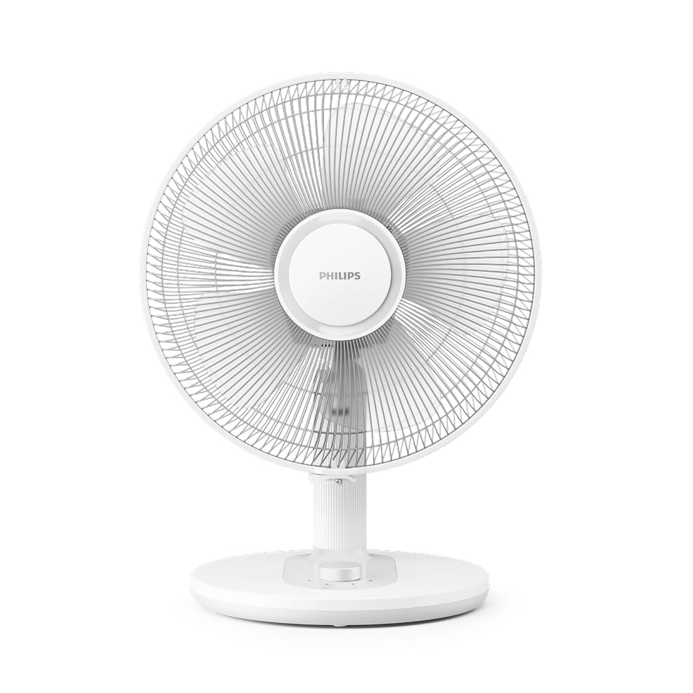 Philips CX3050/01 SilentWings Table Fan – 23dB, 738m³/h, 90° Oscillation, 180° Tilt, 3 Speeds, Black