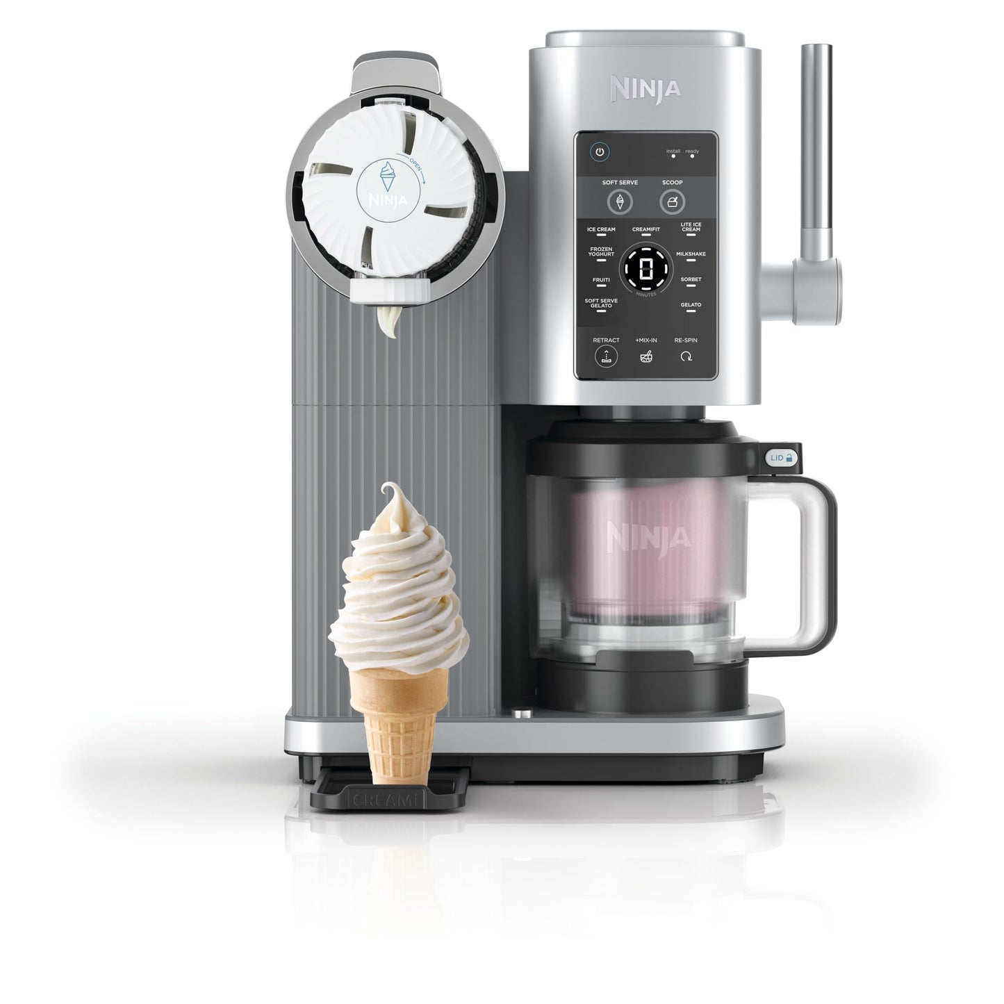 Ninja NC701EU CREAMi Scoop & Swirl Ice Cream Maker 13-in-1 – 2x480ml, Softeis & Eis, Stone Gold