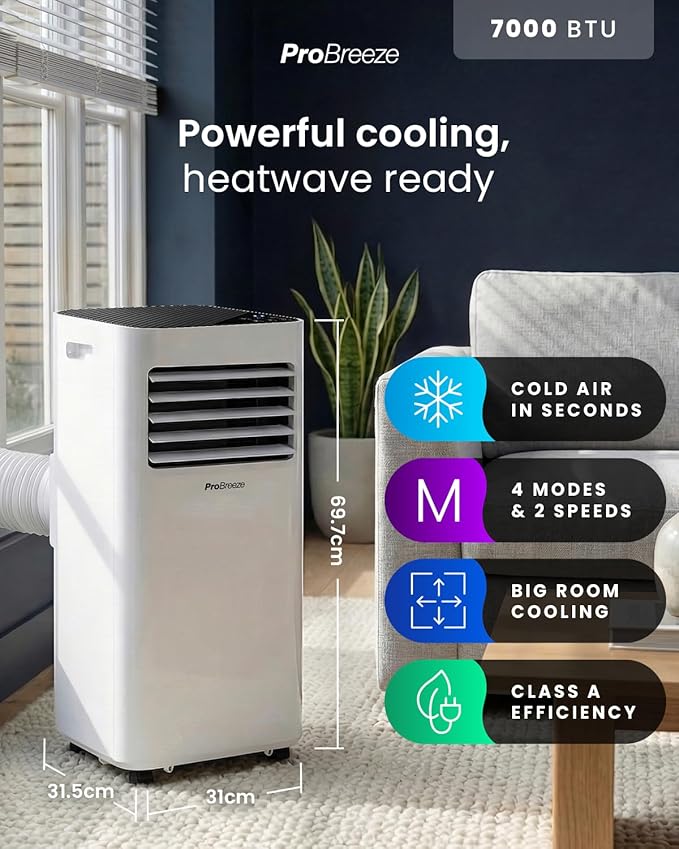 7000 BTU 3-in-1 Portable Air Conditioner with Remote Control