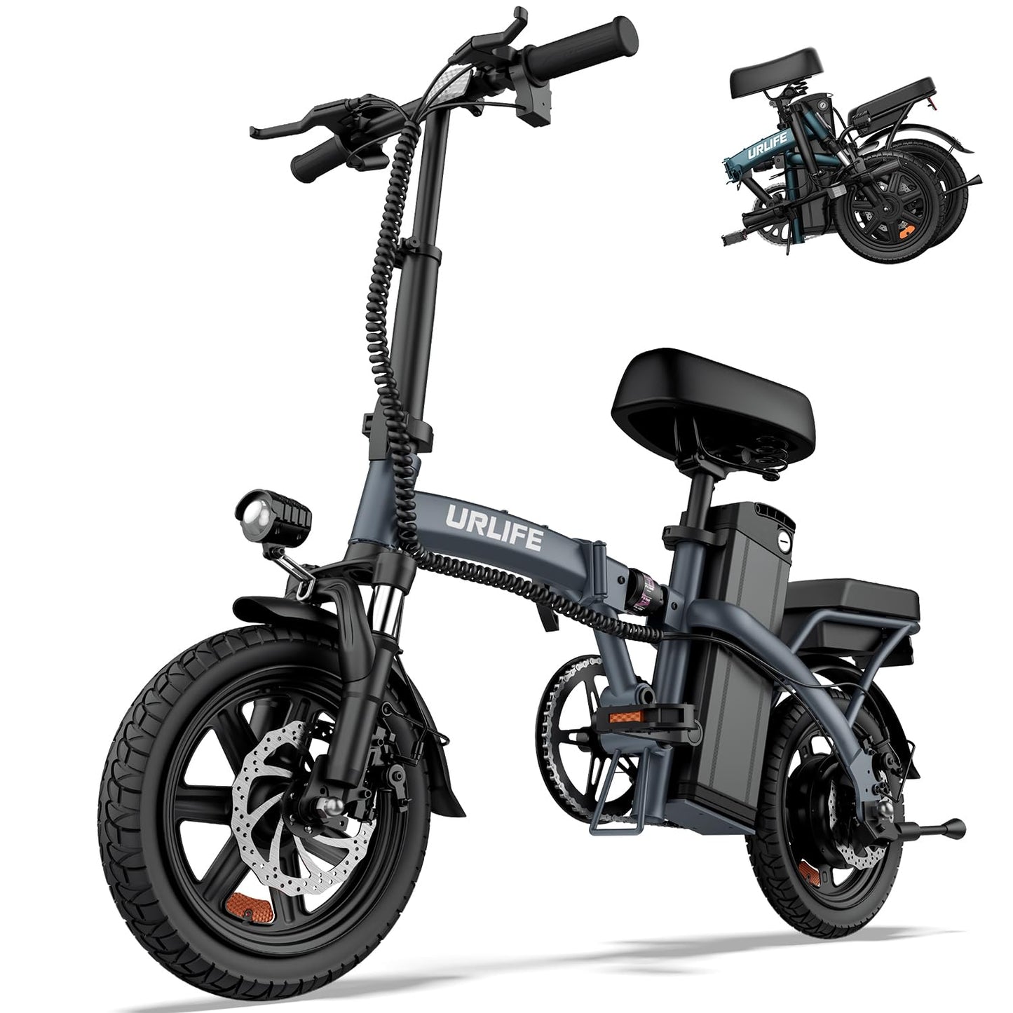 URLIFE F1L Klapp-E-Bike 250W – 48V/7,5Ah, 60km, Pedelec, IP54, Dual-Federung, 14", Black
