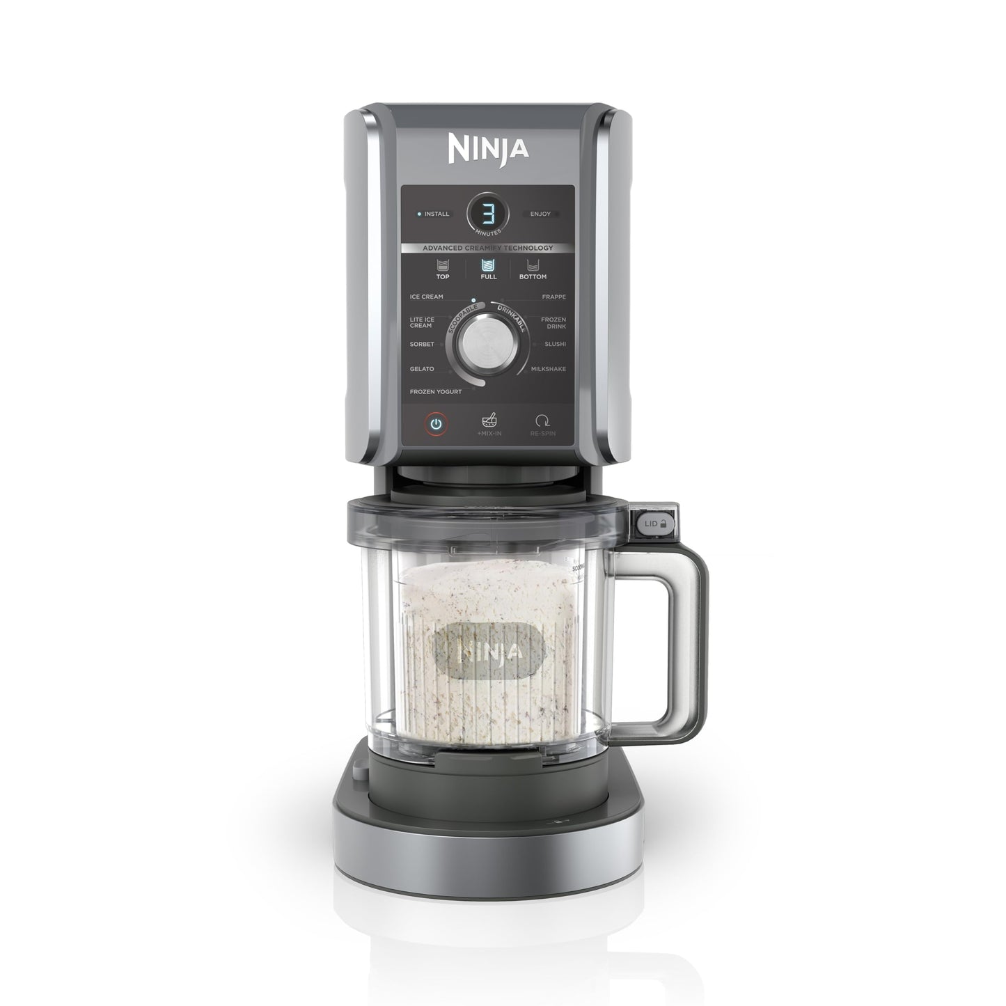 Ninja NC502EU CREAMi Deluxe Ice Cream Maker 2x710ml – 10 Programmes, Dual-Motor, Stone Gold