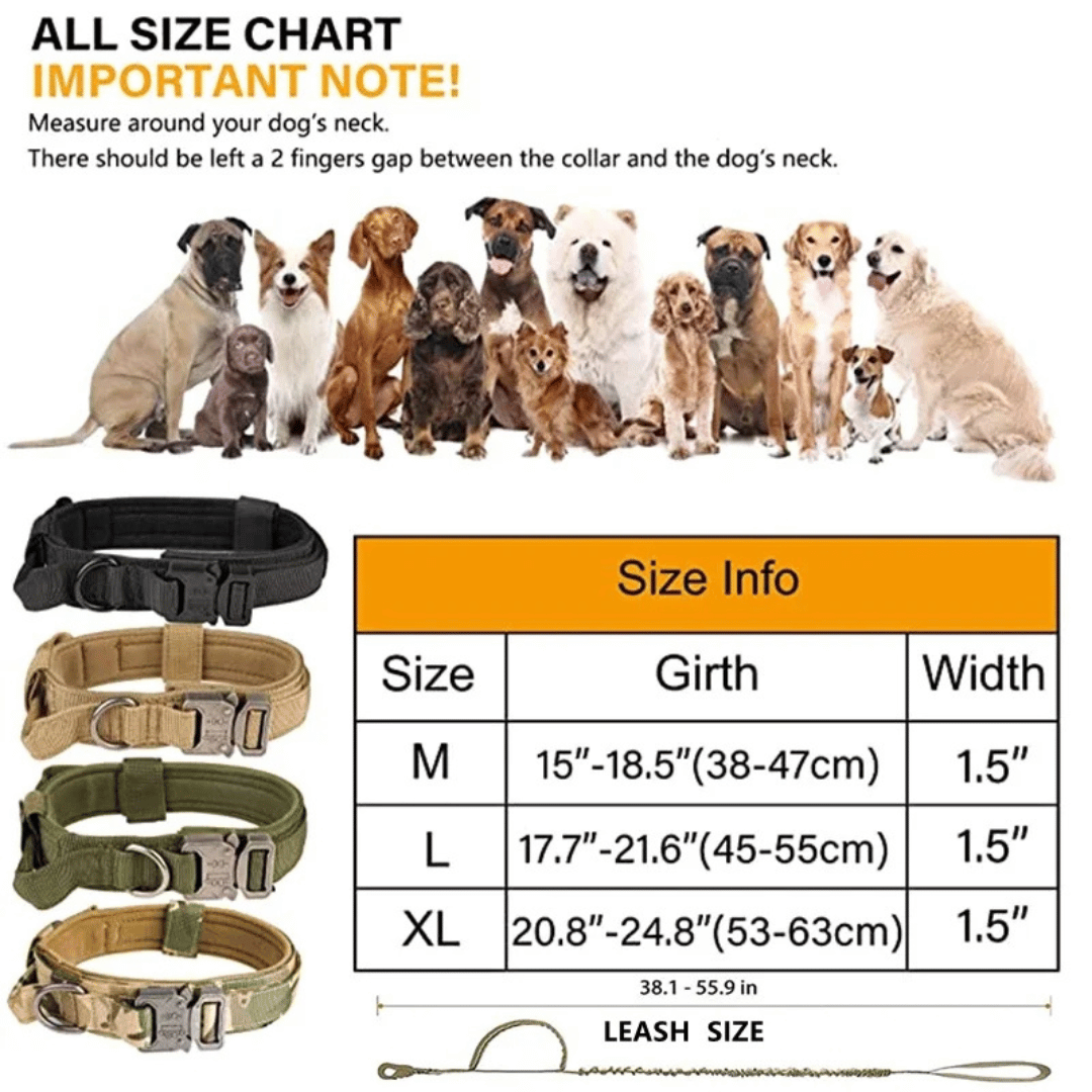 Tactical Dog Collar And Leash Set For Large Dogs
