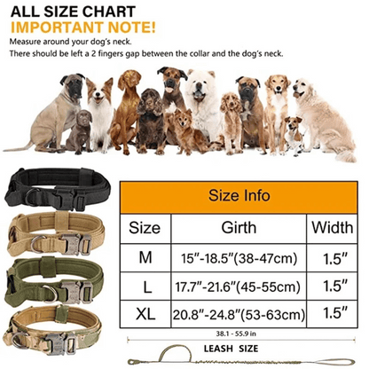 Tactical Dog Collar And Leash Set For Large Dogs