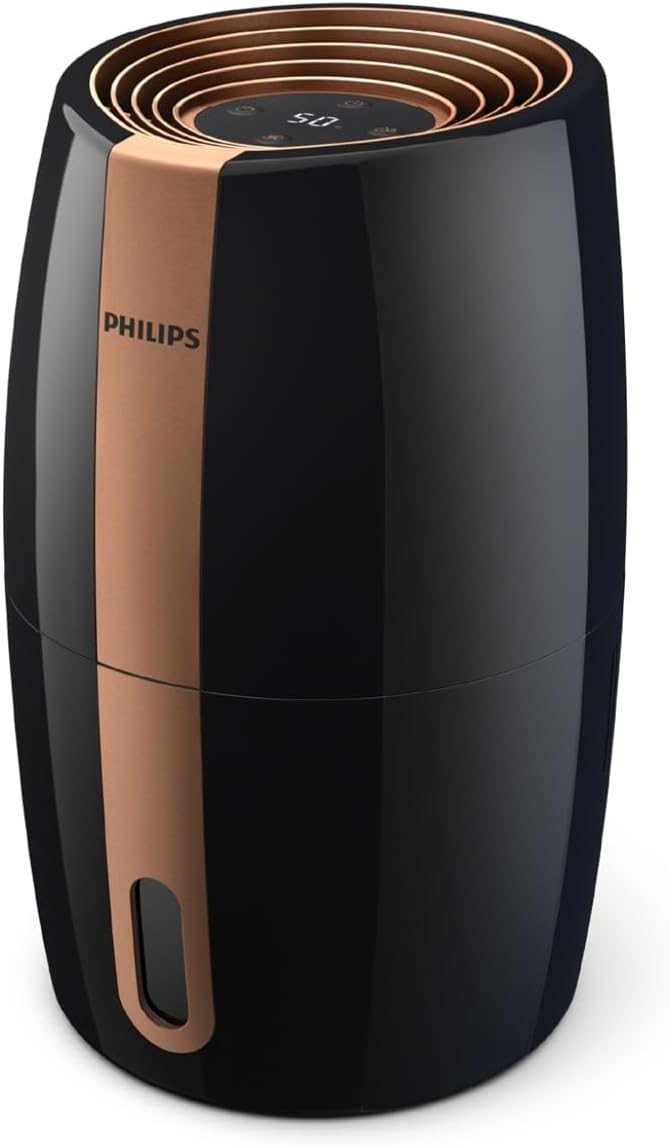 Philips HU2718/10 2000 Series Humidifier 2L – NanoCloud, 200ml/h, 32m², 3 Speeds, 15h, Black/Copper