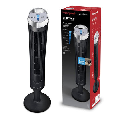 Honeywell HYF260E QuietSet Tower Fan 83cm – 5 Speeds, 80° Oscillation, 30W, Timer, Remote Control, White