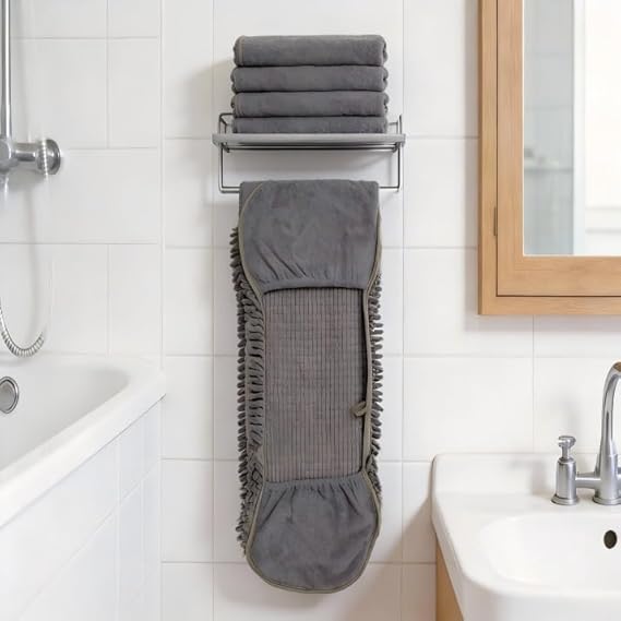 Super Absorbent Microfibre Dog Towel – 80×35cm Quick Drying Shammy for Bath Time, Walks & Travel (Black)