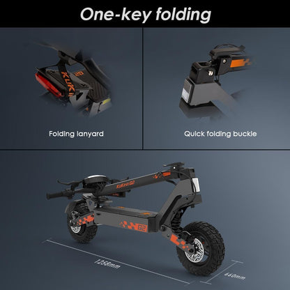 KuKirin G2 E-Scooter, Up to 55 km Range, 10 Zoll Pneumatic Tyres, Vorder- and Rear Suspension, Dual Disc Brakes, Foldable, Black/Orange
