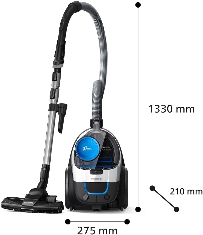 Philips FC9332/09 PowerPro Compact Vacuum Cleaner 650W – H13 HEPA, TriActive Nozzle, 1,5L, White