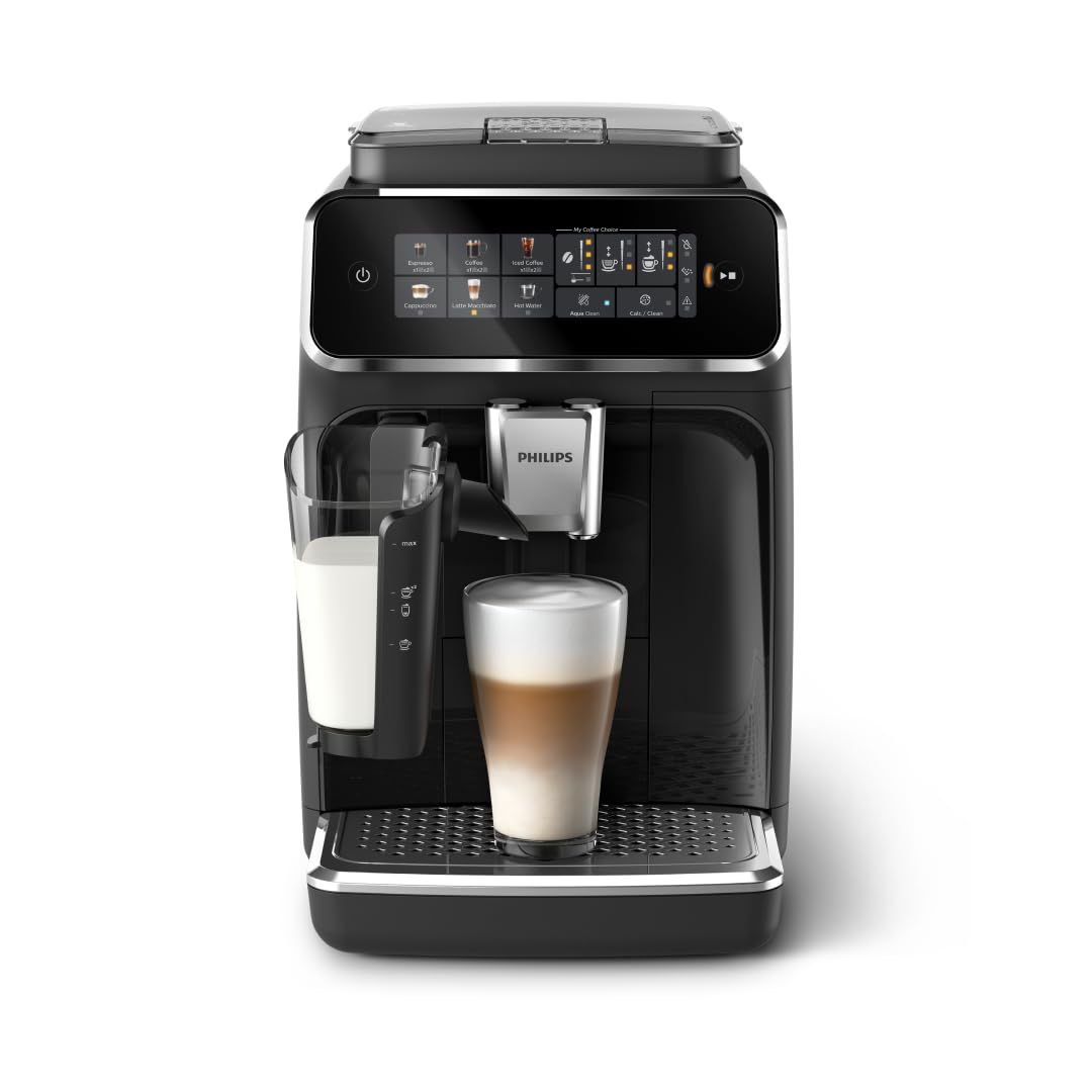 Philips EP3347/90 3300 Series LatteGo Fully Automatic Coffee Machine 1,8L – SilentBrew, AquaClean, 12-stufig, Black/Chrome