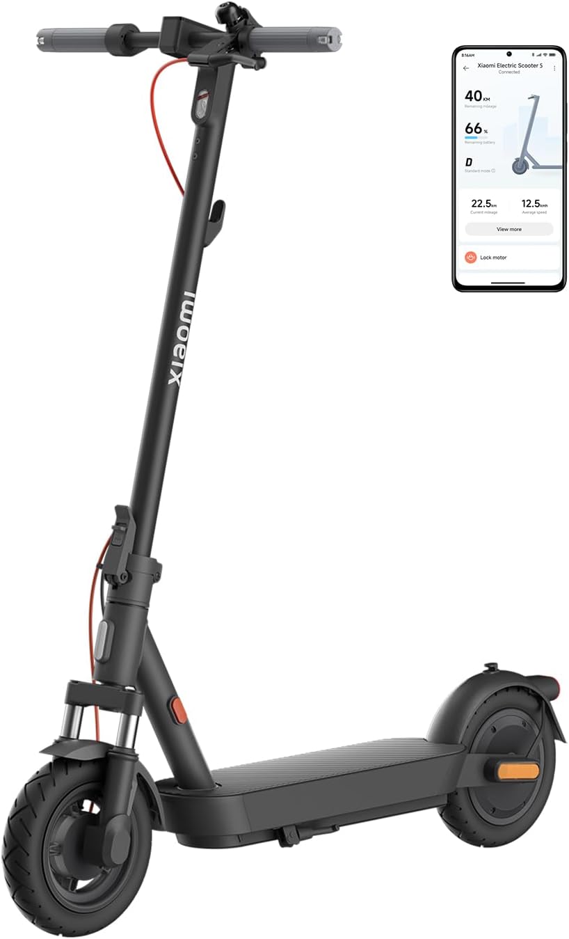 Xiaomi Electric Scooter 5 E-Scooter with ABE, Up to 60 km Range, 350 W Motor, 10 Zoll Pneumatic Tyres, Front Suspension, LED Display, Blinker, Anthracite