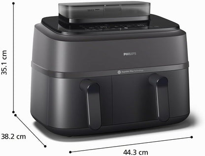 Philips NA550/00 5000 Series Steam & AirFry Air Fryer 9L – RapidAir Plus, 2x Korb, 2750W