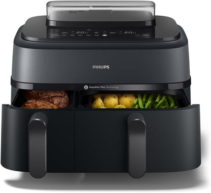 Philips NA550/00 5000 Series Steam & AirFry Air Fryer 9L – RapidAir Plus, 2x Korb, 2750W