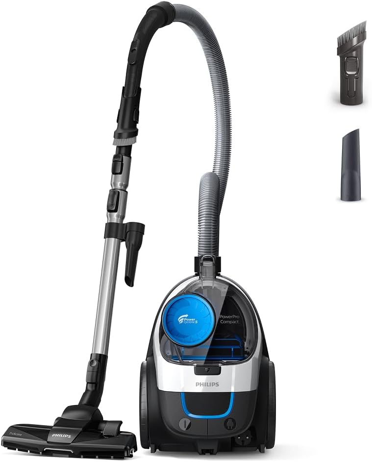Philips FC9332/09 PowerPro Compact Vacuum Cleaner 650W – H13 HEPA, TriActive Nozzle, 1,5L, White