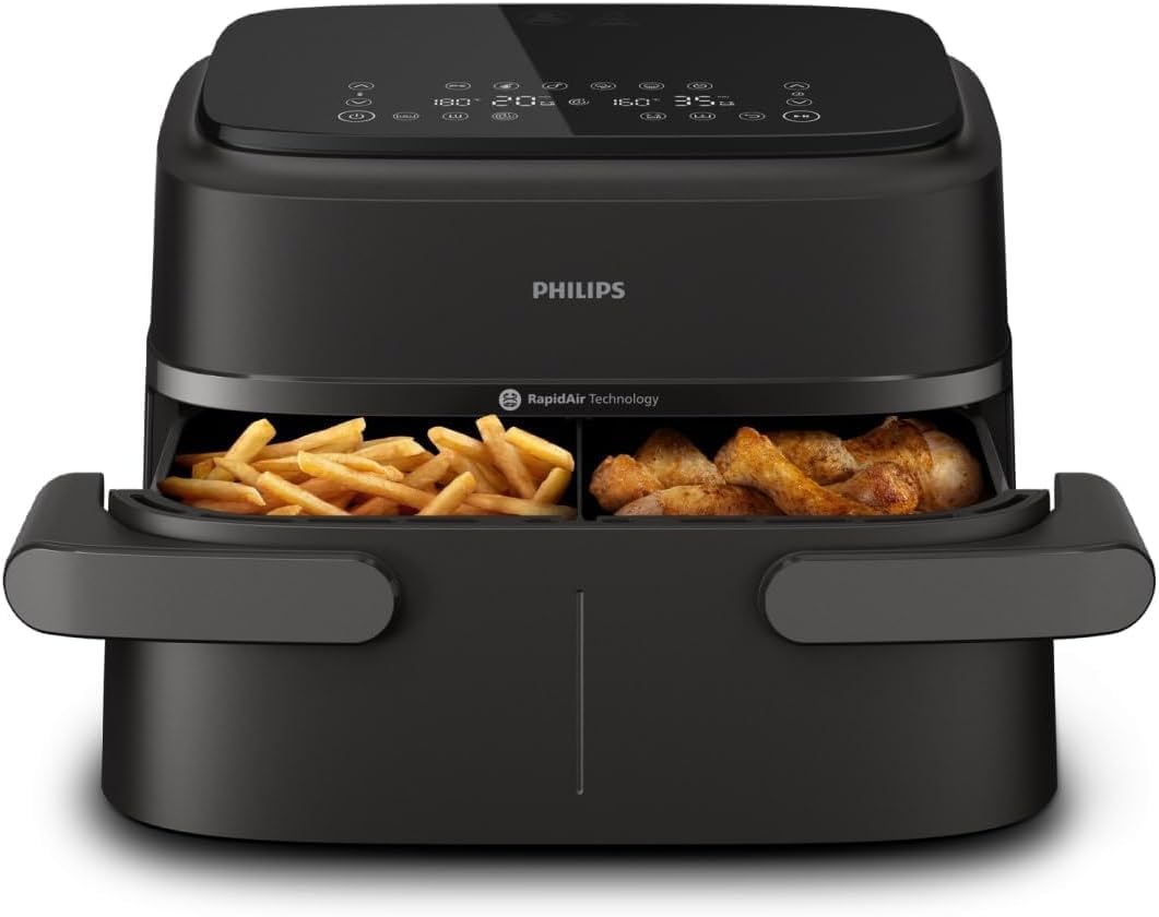 Philips NA550/00 5000 Series Steam & AirFry Air Fryer 9L – RapidAir Plus, 2x Korb, 2750W