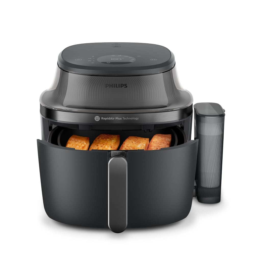 Philips NA550/00 5000 Series Steam & AirFry Air Fryer 9L – RapidAir Plus, 2x Korb, 2750W