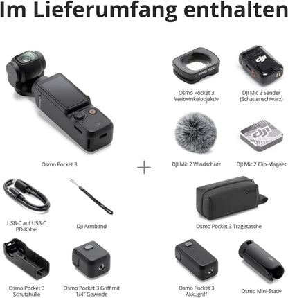 DJI Osmo Pocket 3 Creative Combo Gimbal Camera – 1" CMOS, 4K/120fps, 3-Achsen, ActiveTrack 6.0, Black