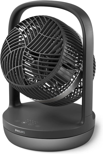 Philips CX3050/01 SilentWings Table Fan – 23dB, 738m³/h, 90° Oscillation, 180° Tilt, 3 Speeds, Black