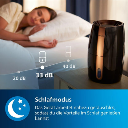 Philips HU2718/10 2000 Series Humidifier 2L – NanoCloud, 200ml/h, 32m², 3 Speeds, 15h, Black/Copper