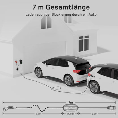 dé deDM2CEE Mobile Wallbox 11kW – Typ 2, 7m Kabel, CEE 16A, 3-phasig, 2-in-1, CE, IP-Schutz