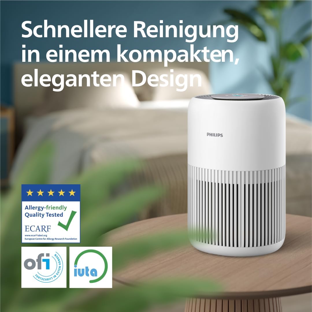 Philips AC0950/10 Air Purifier 65m² – HEPA+Aktivkohle, 99,97%, ECARF, 20,5dB, 23W, App, White