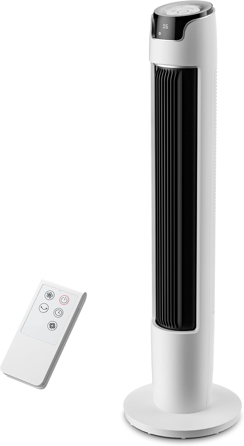 Midea FZ10-16AR Tower Fan 111cm – 6 Speeds, 3 Modes, 32dB, 60° Oscillation, 12h Timer, White