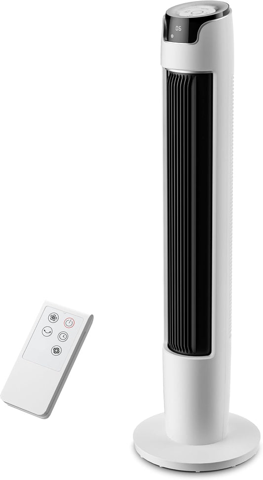 Midea FZ10-16AR Tower Fan 111cm – 6 Speeds, 3 Modes, 32dB, 60° Oscillation, 12h Timer, White