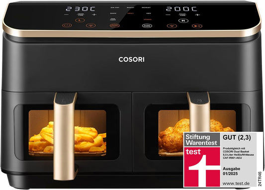 Cosori CAF-R903 Dual Zone Air Fryer 8,5L – Viewing Window, Sync & Match, 1750W, Gold