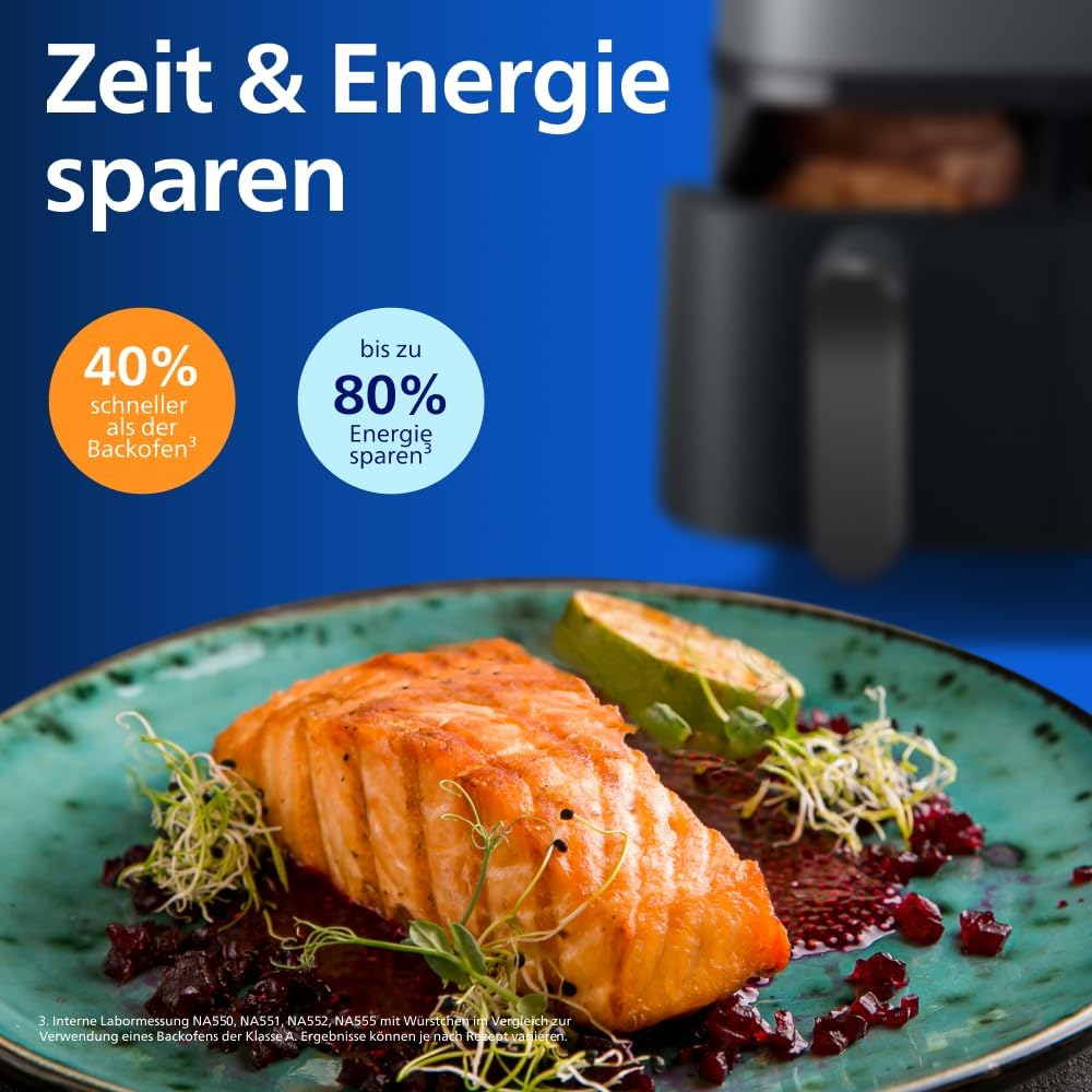 Philips NA550/00 5000 Series Steam & AirFry Air Fryer 9L – RapidAir Plus, 2x Korb, 2750W