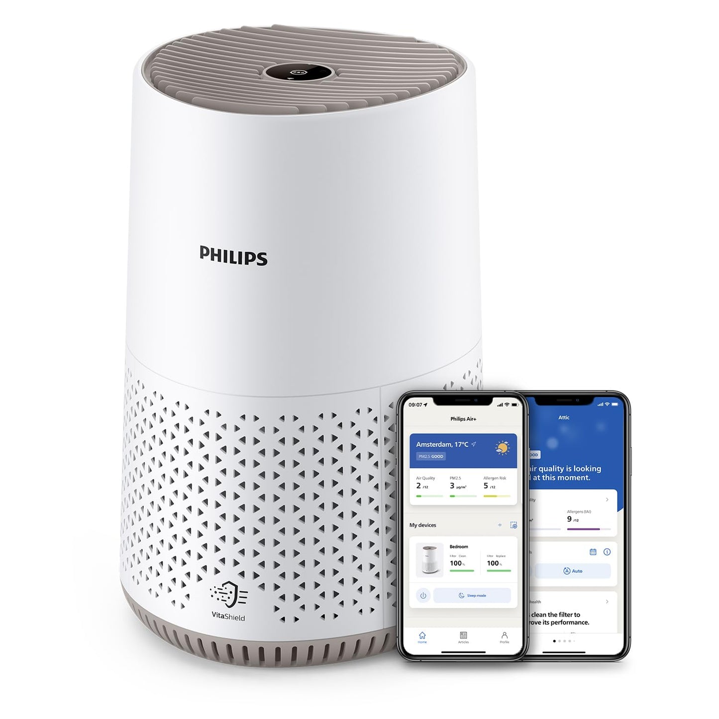 Philips AC0651/10 Air Purifier 44m² – NanoProtect HEPA, AeraSense, 19dB, 12W, CADR 170m³/h, Air+ App, White