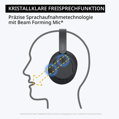 Sony WH-CH720N Wireless Headphones, Active Noise Cancelling, 35h Battery, Bluetooth 5, Black