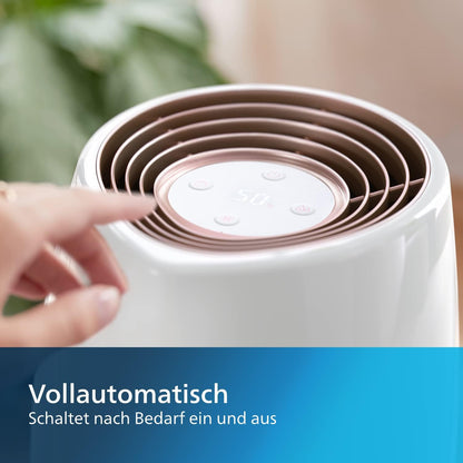 Philips HU2716/10 2000 Series Humidifier 2L – 99% bakterienreduziert, 32m², 360°, 3 Speeds, Sleep Mode, White