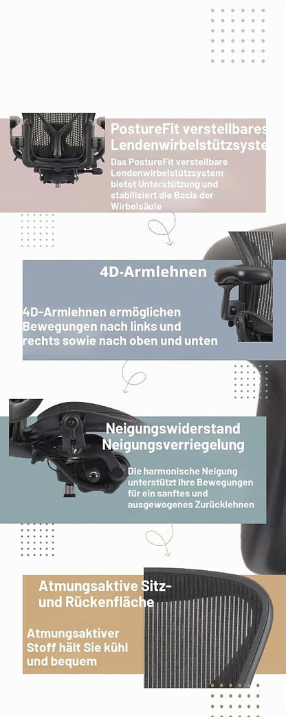 Herman Miller Aeron Classic Office Chair Size B, Refurbished, Ergonomic, Black