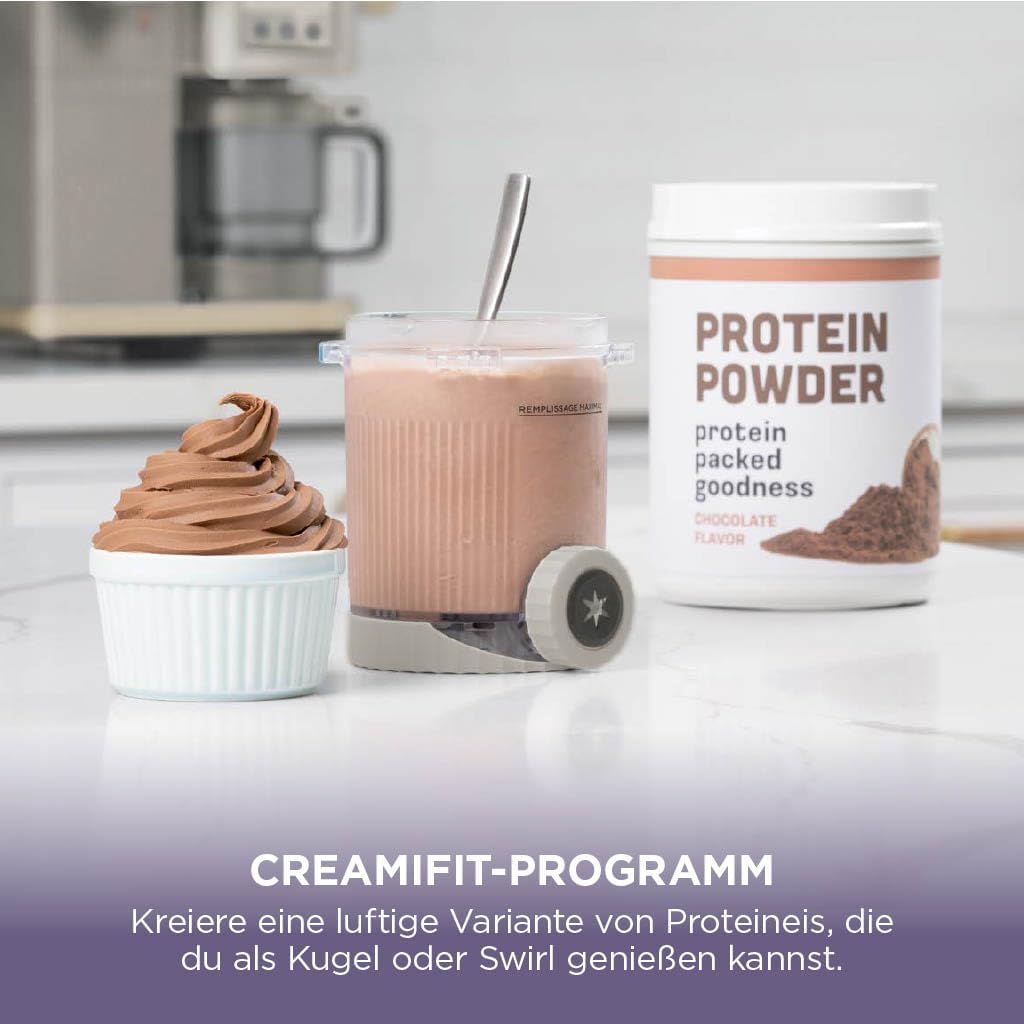 Ninja NC701EU CREAMi Scoop & Swirl Ice Cream Maker 13-in-1 – 2x480ml, Softeis & Eis, Stone Gold