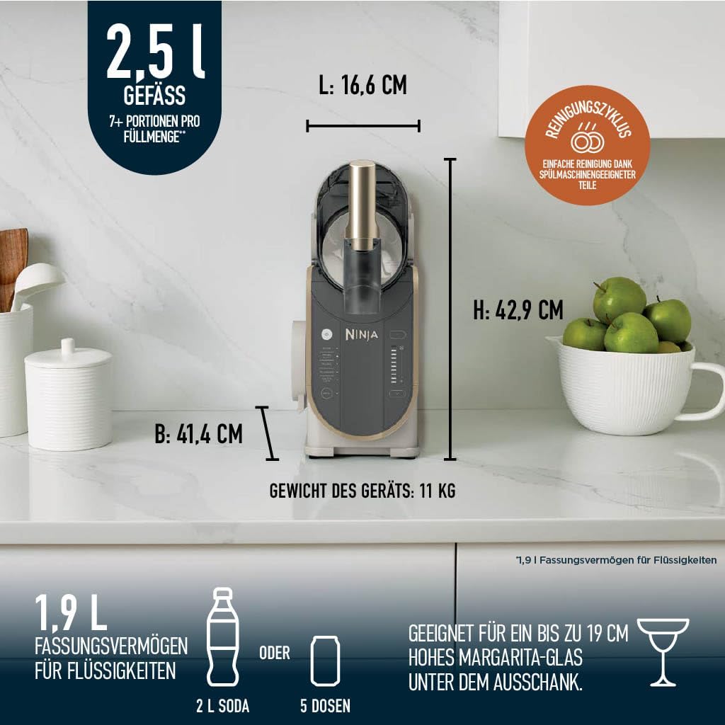 Ninja SLUSHi Slush Machine 1,9L Stone Gold | 5 Programmes | Frozen Drinks at Home