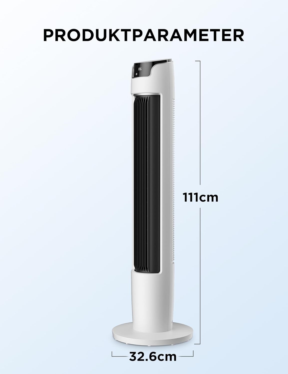 Midea FZ10-16AR Tower Fan 111cm – 6 Speeds, 3 Modes, 32dB, 60° Oscillation, 12h Timer, White