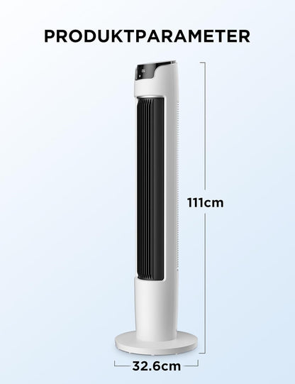 Midea FZ10-16AR Tower Fan 111cm – 6 Speeds, 3 Modes, 32dB, 60° Oscillation, 12h Timer, White