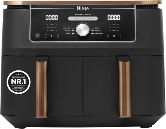 Ninja AF400EUCP Foodi MAX Dual Zone Air Fryer 9,5L – 6 Functions, 2470W, Copper/Black