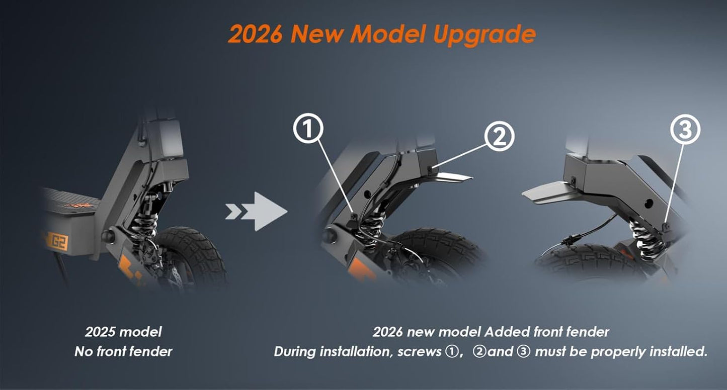 KuKirin G2 E-Scooter, Up to 55 km Range, 10 Zoll Pneumatic Tyres, Vorder- and Rear Suspension, Dual Disc Brakes, Foldable, Black/Orange