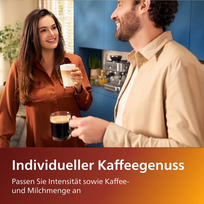Philips Series 5400 LatteGo Fully Automatic Coffee Machine EP5447/90, 12 Coffee Specialities, Milk System, TFT-Touchdisplay, ExtraShot, AquaClean, Black/Chrome