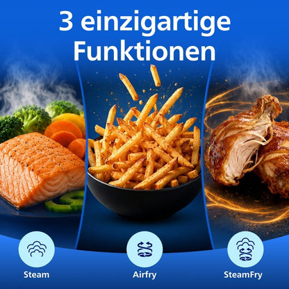 Philips NA550/00 5000 Series Steam & AirFry Air Fryer 9L – RapidAir Plus, 2x Korb, 2750W
