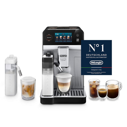 De'Longhi Eletta Explore ECAM452.57.G Fully Automatic Coffee Machine – 40+ Drinks, LatteCrema Hot & Cool, TFT, Grey
