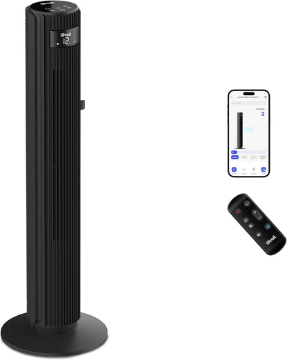 Levoit LTF-F422S-KEU Classic Pro Smart Tower Fan – 12 Speeds, 25dB, 2844m³/h, Alexa, App, Black