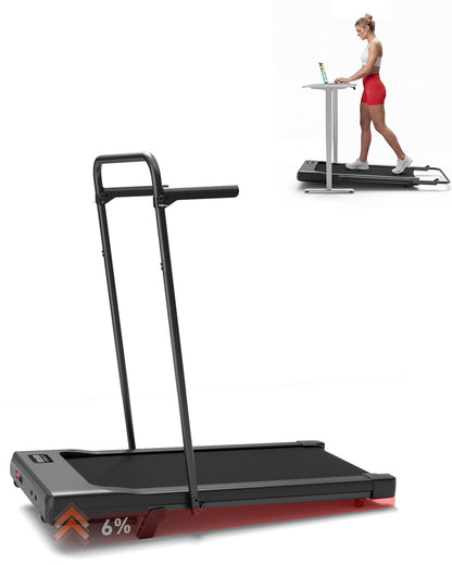 Superun WP06 Treadmill 6% Tilt – 16,8 km/h, 136kg, 2,5 PS, KI-Training, App, 40x90cm, Black