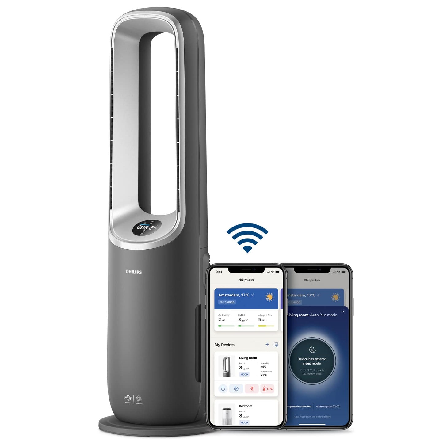 Philips AMF765/10 2-in-1 Air Purifier & Ventilator 70m² – NanoProtect HEPA, 270m³/h, 20dB, KI, Alexa, White