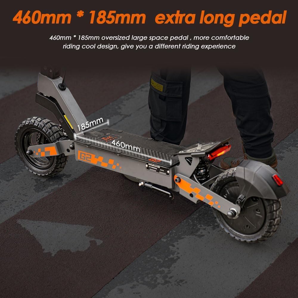 KuKirin G2 E-Scooter, Up to 55 km Range, 10 Zoll Pneumatic Tyres, Vorder- and Rear Suspension, Dual Disc Brakes, Foldable, Black/Orange