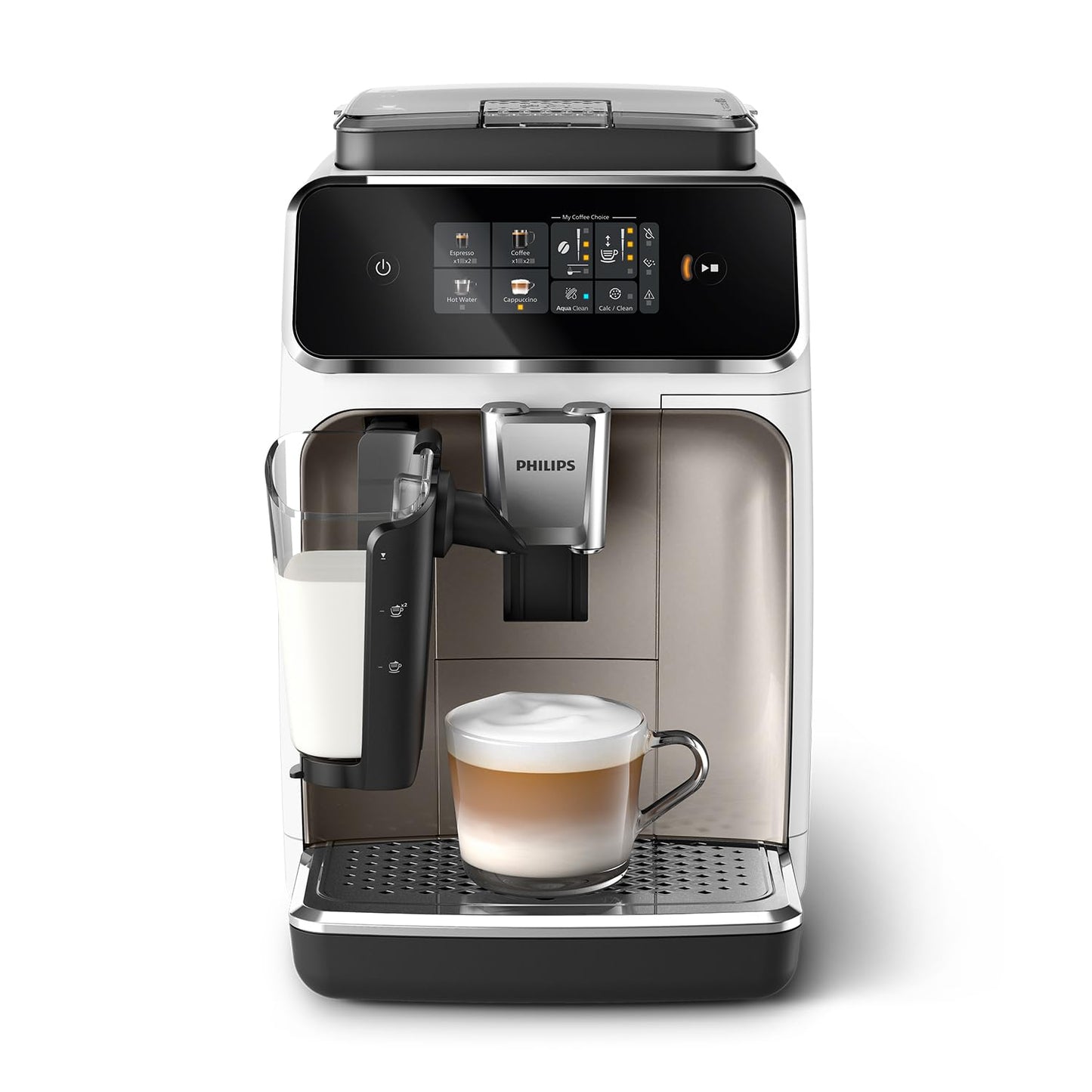 Philips EP3347/90 3300 Series LatteGo Fully Automatic Coffee Machine 1,8L – SilentBrew, AquaClean, 12-stufig, Black/Chrome
