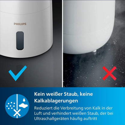 Philips HU3916/10 3000 Series Humidifier 3L – 99% bakterienreduziert, 45m², 360°, 20h, 9h Timer, White