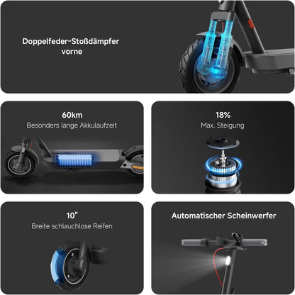 Xiaomi Electric Scooter 5 E-Scooter with ABE, Up to 60 km Range, 350 W Motor, 10 Zoll Pneumatic Tyres, Front Suspension, LED Display, Blinker, Anthracite